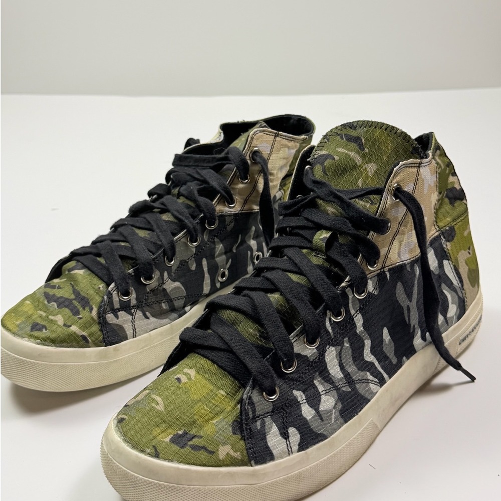 Sun + Stone Mesa Camo High Top Sneakers Green Grey Lightweight Ripstop Mens 10